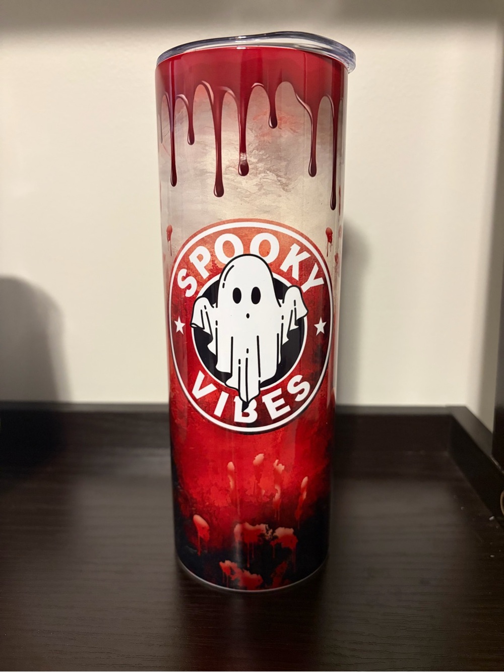 Spooky Vibes Red Ghost Tumbler